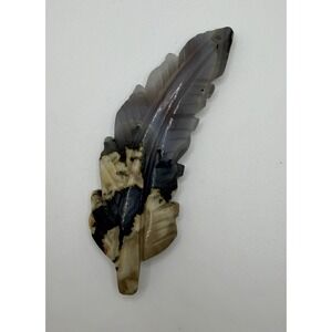 Hand-Carved Volcanic Agate Feather‎ (5.5"x1.5")